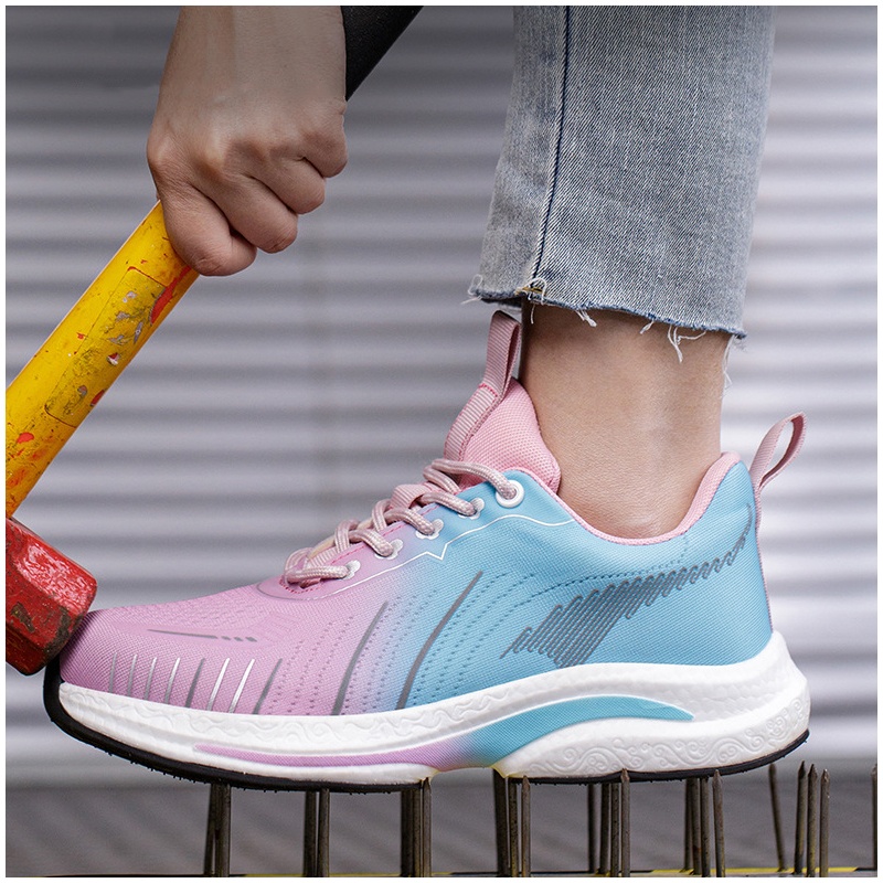 Work Boot Steel Toe - รองเท้าทำงานผู้หญิง ระบายอากาศได้ดี หัวเหล็ก ป้องกันอันตราย รองเท้าตาข่ายสำหรับฤดูร้อน รองเท้าบูทนิรภัย