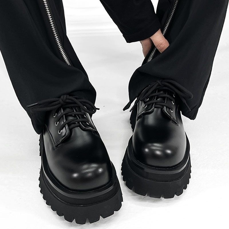Men Shoes Louboutin - 2024 Derby รองเท้าส้นหนาผู้ชาย, รองเท้าแฟชั่นหัวรอบริทิชหัวกลมสไตล์อังกฤษ