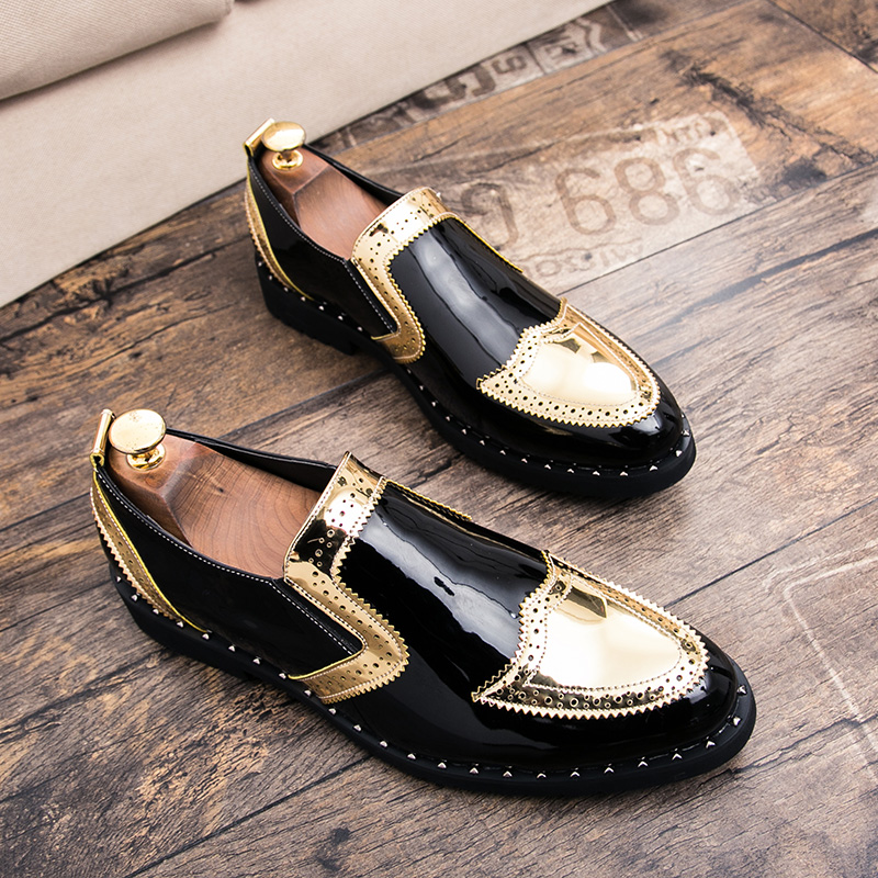 Men Shoes Louboutin - แฟชั่นอย่างเป็นทางการผู้ชายรองเท้าน้ําหนักเบากลางแจ้งLoafersหนาSoledสวมใส่รองเท้าหนังสีดําทองและSilverSizes38-48