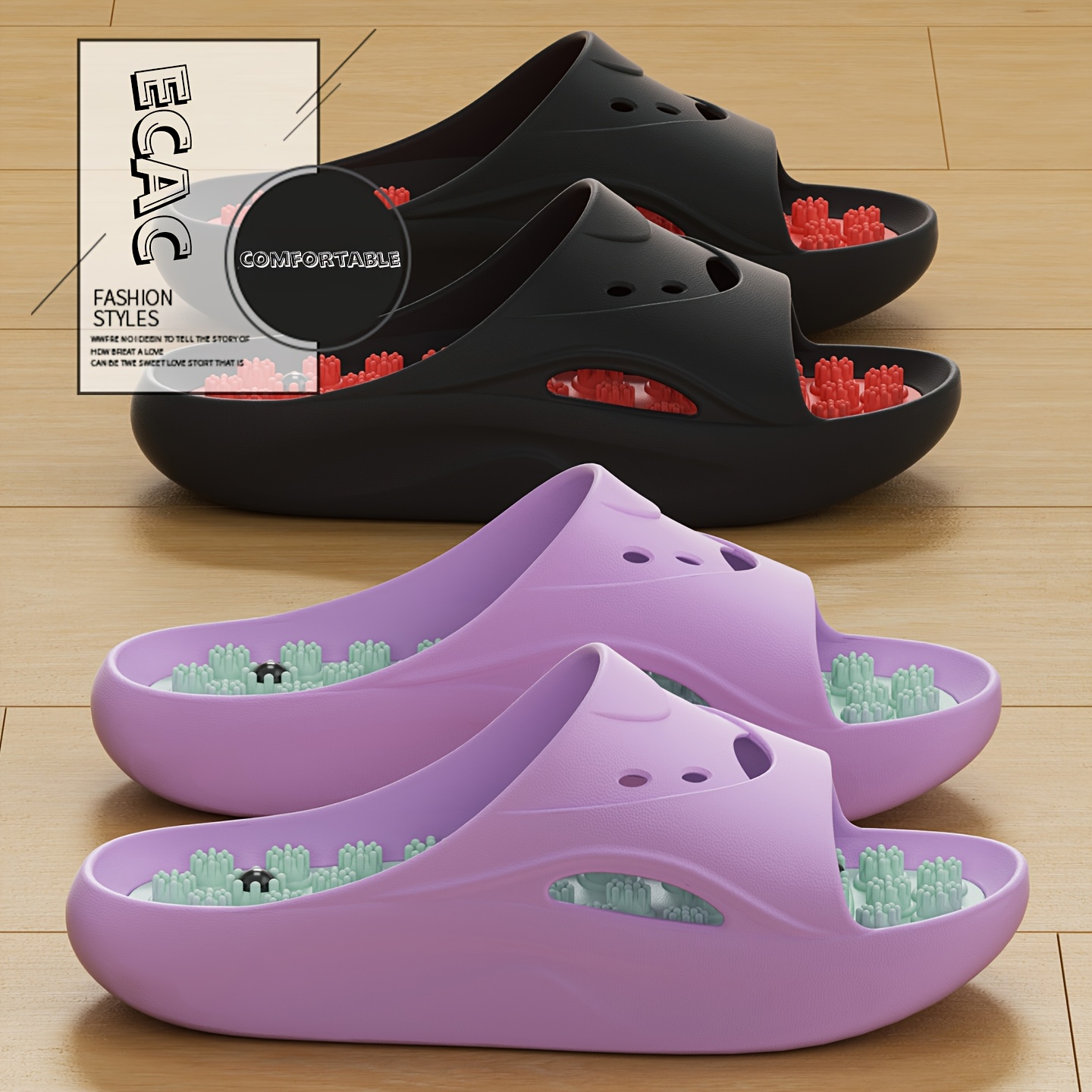 Men Shoes On - รองเท้าแตะนวด EVA สำหรับผู้หญิงและผู้ชาย พื้นหนา กันลื่น ใส่ในห้องน้ำ