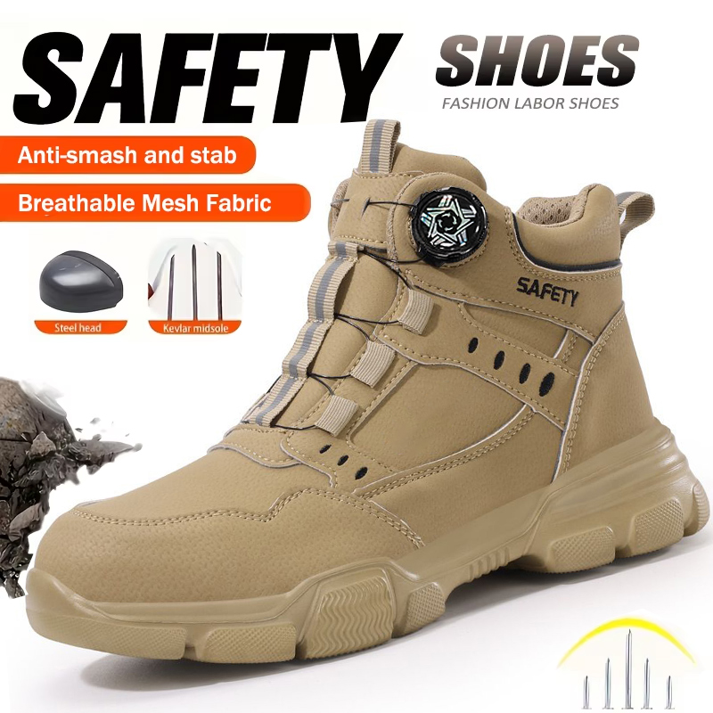 Work Boot Steel Toe - รองเท้าบู๊ตสำหรับงานเหมืองที่ทนทาน รองเท้าบู๊ตผู้ชาย รองเท้าเพื่อความปลอดภัยแบบมีหัวเหล็ก รองเท้าทำงานผู้ชาย รองเท้าผ้าใบ น้ำหนักเบา