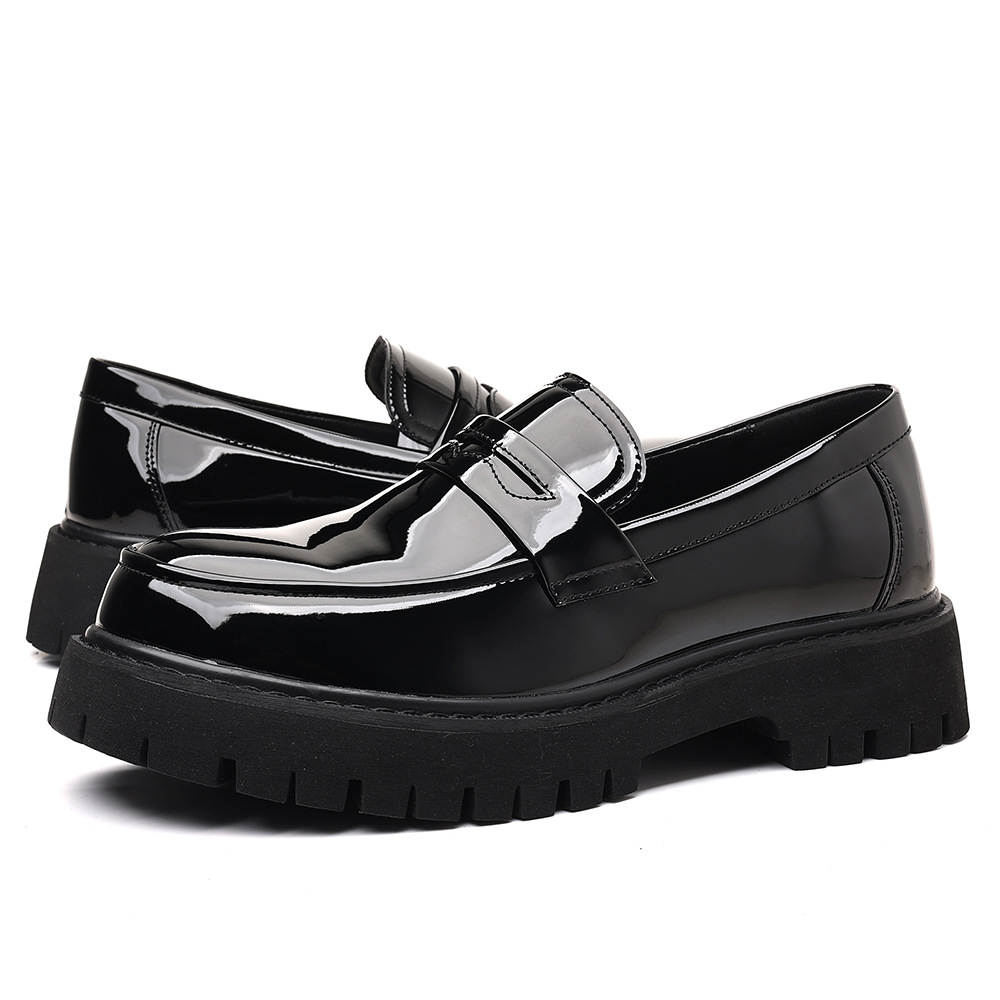 Men'S Shoes Wide Width - รองเท้าโลฟเฟอร์ผู้ชายแบบสวม หนัง PU สไตล์ลำลอง แบบอังกฤษ พื้นหนา