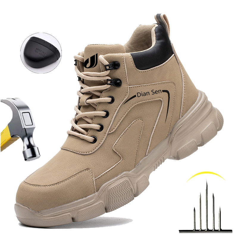 Work Boot Steel Toe - รองเท้าบู๊ททำงานสำหรับผู้ชาย รองเท้าหัวเหล็ก รองเท้าเพื่อความปลอดภัยในสถานที่ก่อสร้างที่ทนทาน รองเท้าบู๊ทกันน้ำ รองเท้าผ้าใบเพื่อความปลอดภัยน้ำหนักเบา