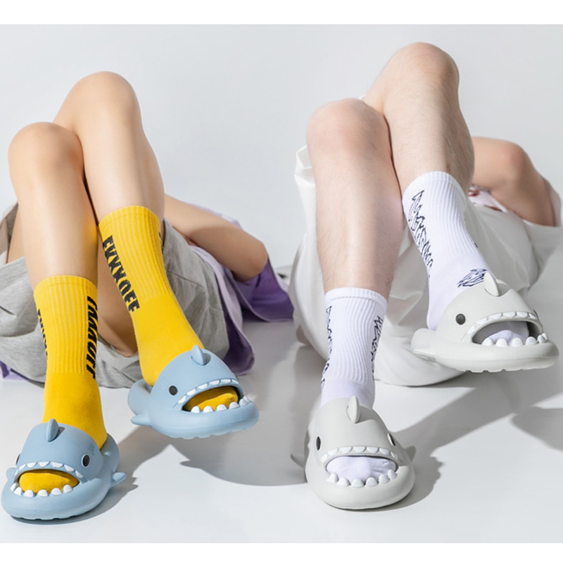 Sport Slide Men - รองเท้าแตะผู้ชายลายฉลาม รองเท้าแตะคลาวด์ รองเท้าสไลด์ชายหาดฤดูร้อน รองเท้าแตะอีวา รองเท้าผู้หญิงตลกๆ กันลื่น