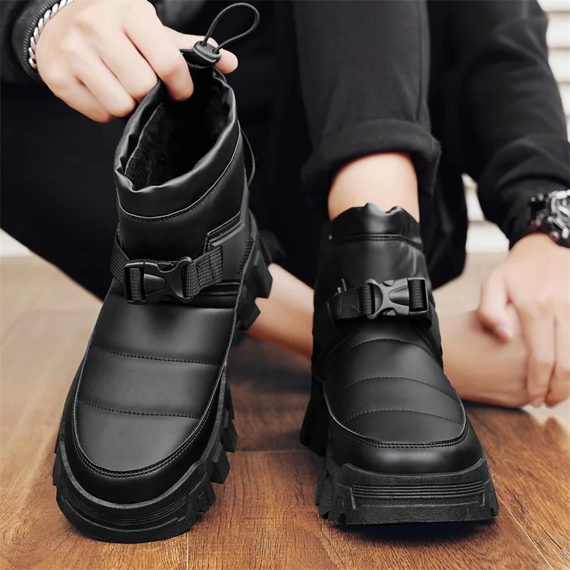 Men Shoes Online - รองเท้าบูทหิมะหนาสำหรับผู้ชาย รองเท้าบูทบุขนกันลื่น สวมใส่สบาย รองเท้าฤดูหนาวสำหรับผู้ชาย รองเท้าลำลองสำหรับผู้ชาย