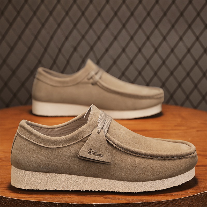 Men'S Shoes Wide Width - รองเท้าแบบสวมทรงโมคาซินสำหรับผู้ชาย หัวรองเท้ากว้าง หนังกลับ ตกแต่งด้วยเชือกผูก พื้นรองเท้าแบบแบน พื้นรองเท้าแบบแพลตฟอร์ม