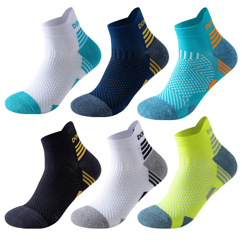 Sport Slide Men - 3 คู่วิ่งมาราธอนถุงเท้าผู้หญิง Professional กีฬาถุงเท้าข้อเท้าฟิตเนสหนา Cushioned Tube