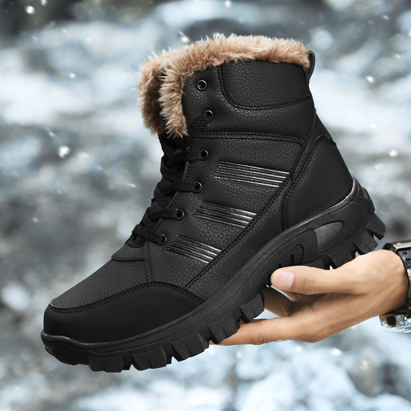 Men Shoes Online - รองเท้าบูทผู้ชายฤดูหนาว 2025 อุ่น กันน้ำ กันลื่น รองเท้าผ้าพลัฌแบบสวม