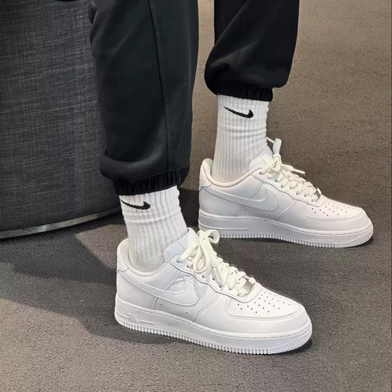Men'S Shoes Nike Air Force - ไนกี้แอร์ฟอร์ซ 1 เพียวไวท์แอร์ฟอร์ซวันรองเท้าผ้าใบหุ้มข้อต่ำสำหรับผู้ชาย-Classic LeatherDesignVersatileCasual Sneaker CW2288-111