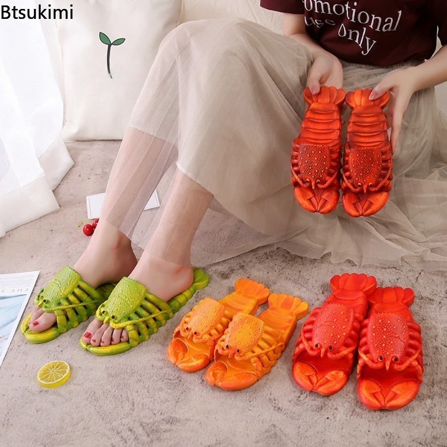 Men'S Shoes In Fashion - รองเท้าแตะลายการ์ตูนกุ้งมังกรสุดเท่ รุ่นใหม่ประจำปี 2026 สำหรับฤดูร้อน พื้นนุ่มทำจาก PVC