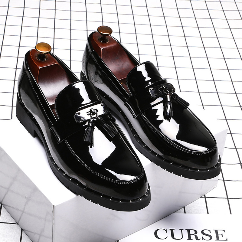 Men Shoes Louboutin - อิตาลีแบรนด์หรูLoafersผู้ชายรองเท้าพู่ผู้ชายรองเท้าสไตล์อังกฤษเคลือบรองเท้าหนังหนาด้านล่างรองเท้าแต่งงาน
