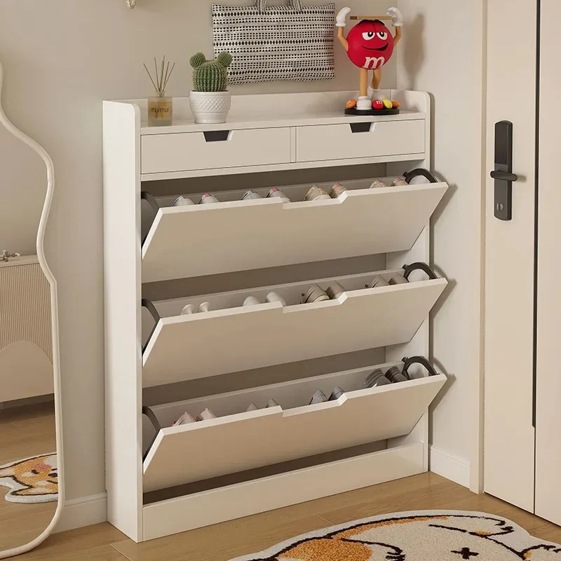 Men Shoes Rack - ชั้นวางรองเท้าแนวตั้งทันสมัย ​​ตู้เก็บรองเท้าผู้ชายหลายชั้น ห้องนั่งเล่น แฟชั่น ชั้นวางรองเท้าดีไซน์ทันสมัย ​​สีขาว