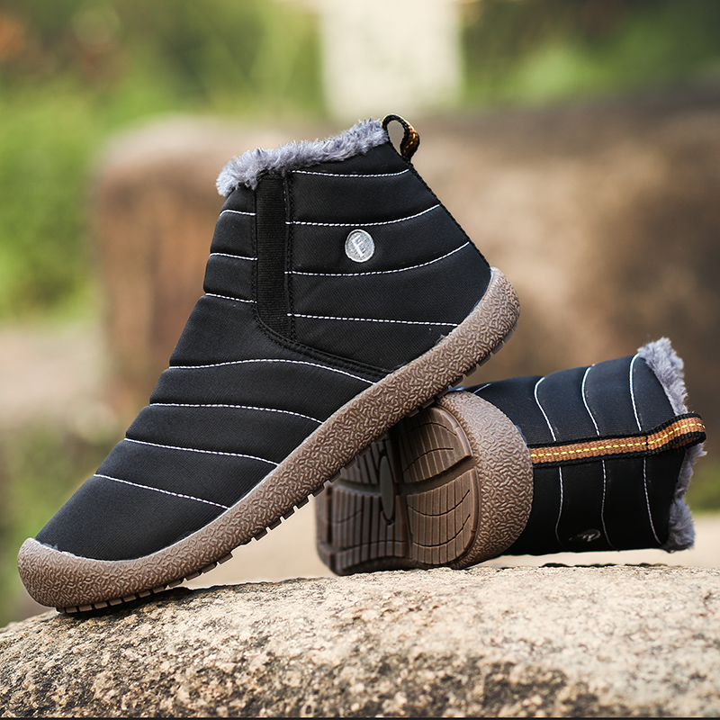 Men Shoes Online - รองเท้าบูทกันน้ำกันลื่นสำหรับฤดูหนาว รองเท้าบูทบุขนสำหรับผู้ชายและผู้หญิง รองเท้าบูทผ้าฝ้ายสำหรับคู่รักสำหรับกิจกรรมกลางแจ้ง