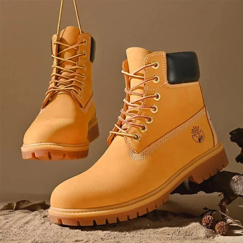 Men'S Shoes With Platform - รองเท้าบูทผู้ชาย รองเท้าบูทหุ้มข้อสูง คุณภาพสูง รองเท้าหนังผู้หญิง แฟชั่น รองเท้าผ้าใบกลางแจ้ง