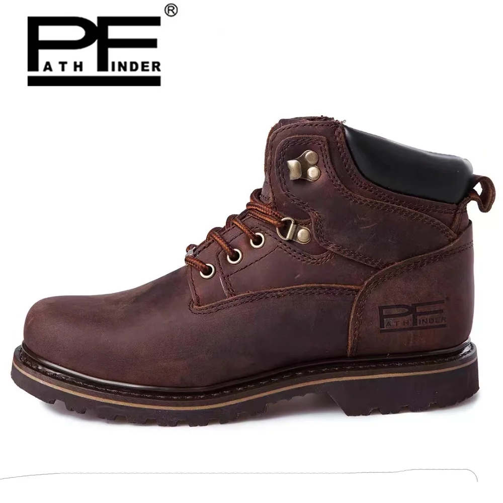Pf แฟชั่นผู้ชายของแท้หนังรถจัก - Work Boot Steel Toe บทวิจารณ์และราคา