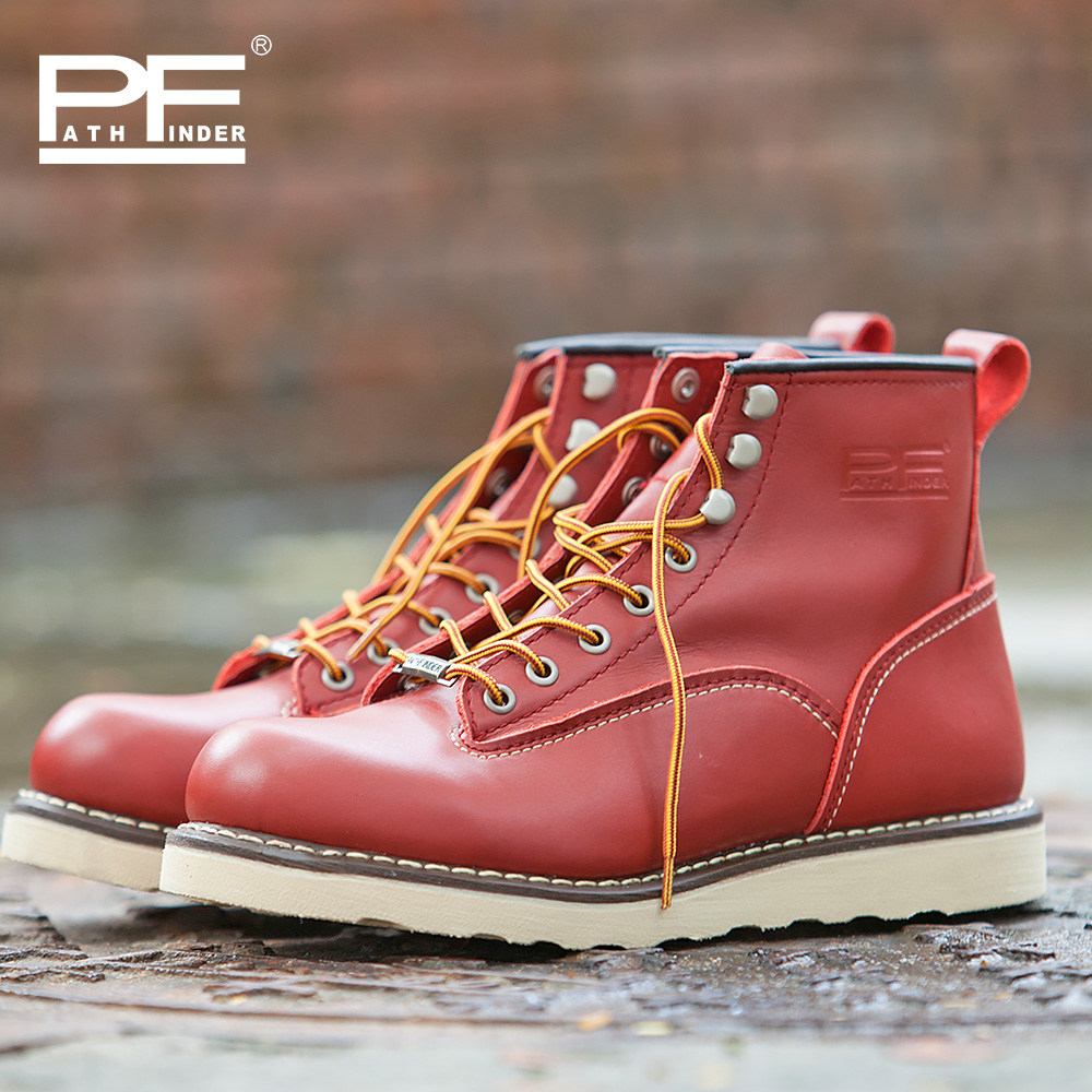รองเท้าบูทหนังแท้สำหรับผู้ชาย  - Work Boot Steel Toe บทวิจารณ์และราคา