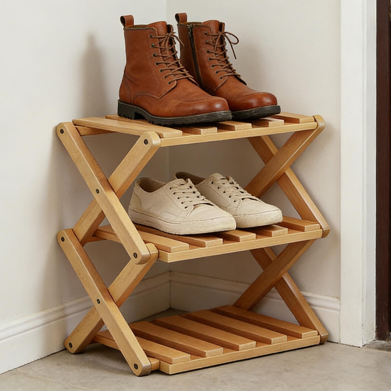 ชั้นวางรองเท้าไม้ 3 ชั้น แบบขย - Men Shoes Rack บทวิจารณ์และราคา