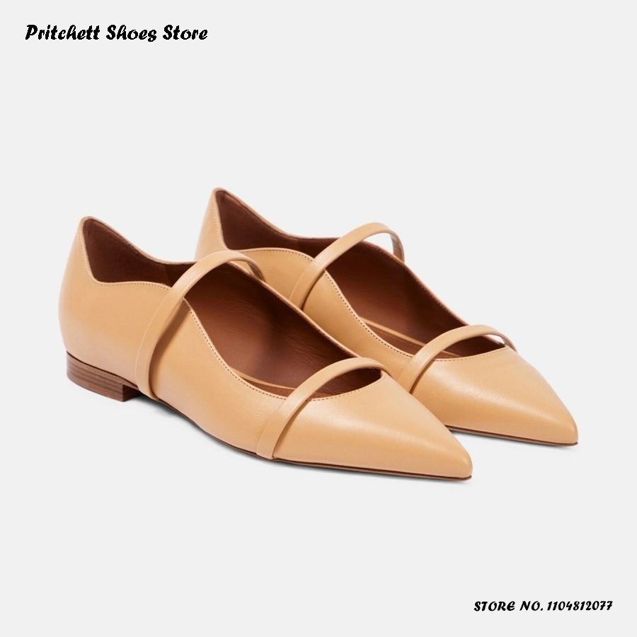 รองเท้าบัลเล่ต์หนังแบบสองสายรั - Men Shoes On บทวิจารณ์และราคา