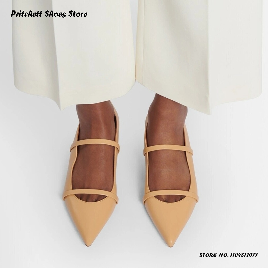 รองเท้าบัลเล่ต์หนังแบบสองสายรั - Men Shoes On บทวิจารณ์และราคา