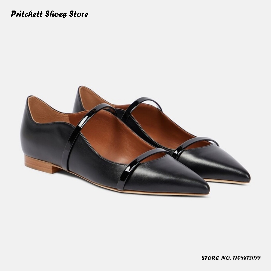 รองเท้าบัลเล่ต์หนังแบบสองสายรั - Men Shoes On บทวิจารณ์และราคา