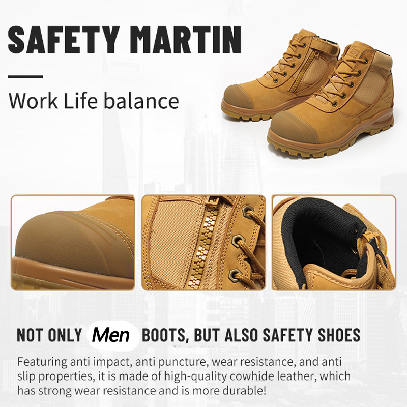 รองเท้าบูทผู้ชายหนังแท้ รองเท้ - Work Boot Steel Toe บทวิจารณ์และราคา